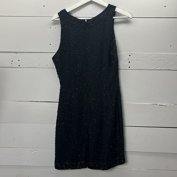 Vintage Laurence Kazar Beaded Sequins Glam Dress in Black Size PM - Picture 2 of 7